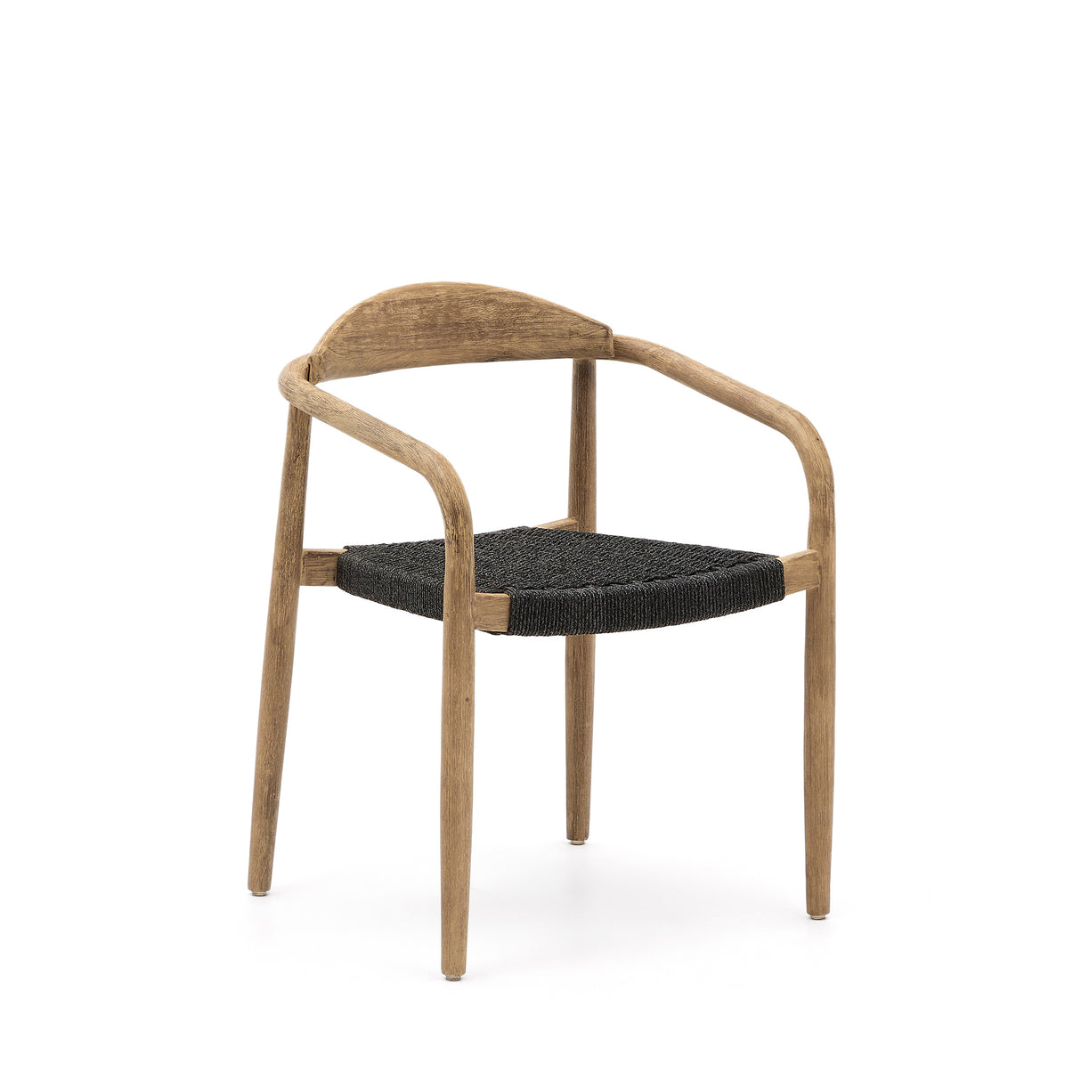 Nina stapelbarer Stuhl aus massivem Akazienholz und Seil in Schwarz - ZEN ZONE Furniture