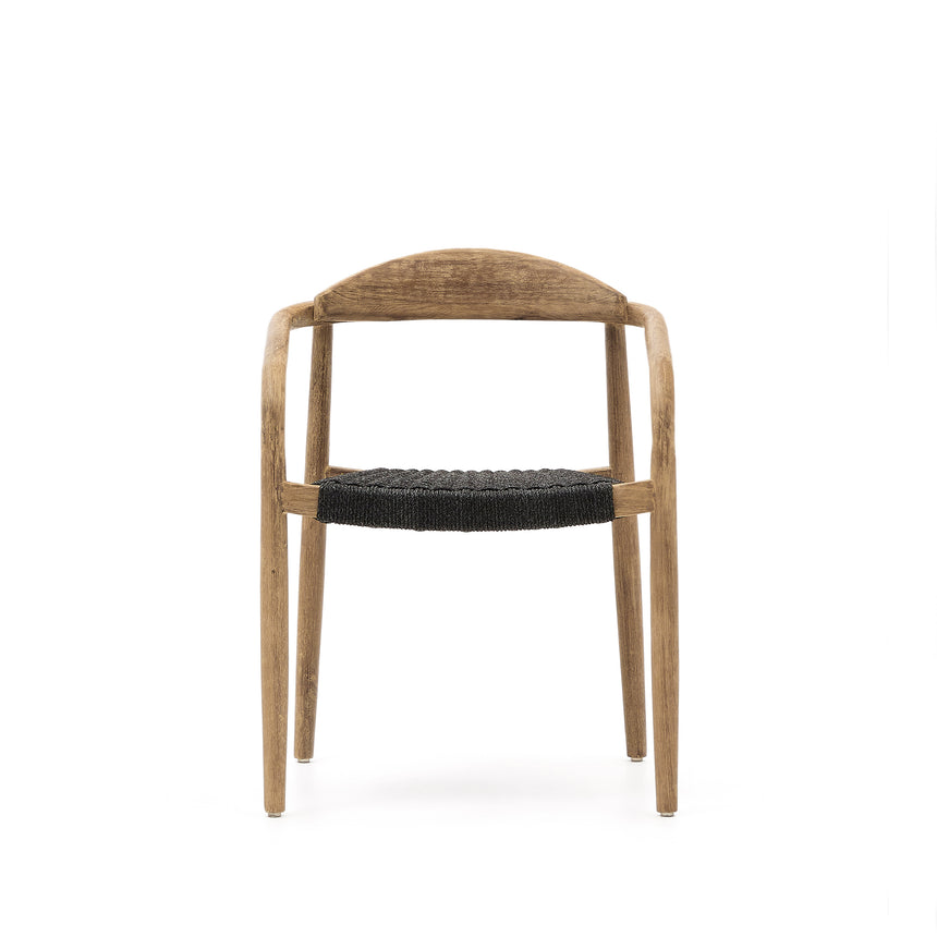 Nina stapelbarer Stuhl aus massivem Akazienholz und Seil in Schwarz - ZEN ZONE Furniture