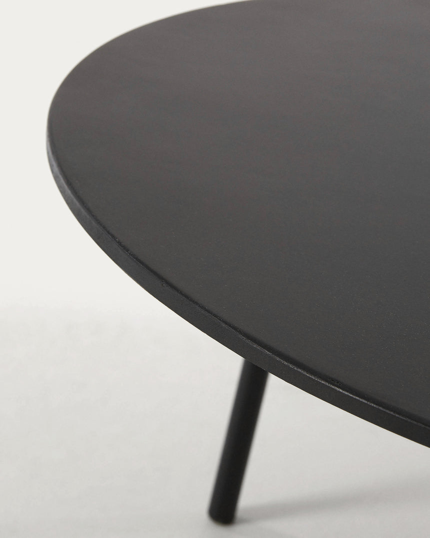 Mathis Couchtisch Zementfaser und Stahlbeine mit schwarzem Finish Ø 70 cm - ZEN ZONE Furniture