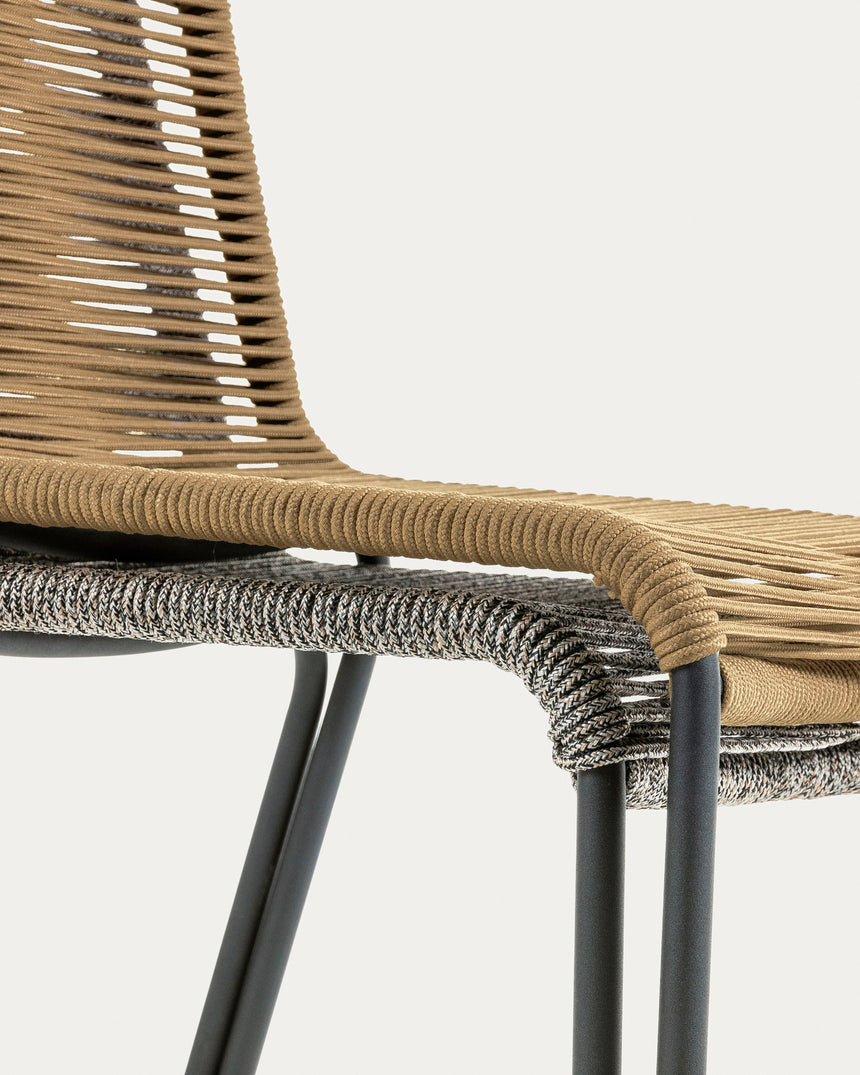 Lambton stapelbarer Stuhl aus schwarzem Seil und Stahl mit schwarzem Finish - ZEN ZONE Furniture