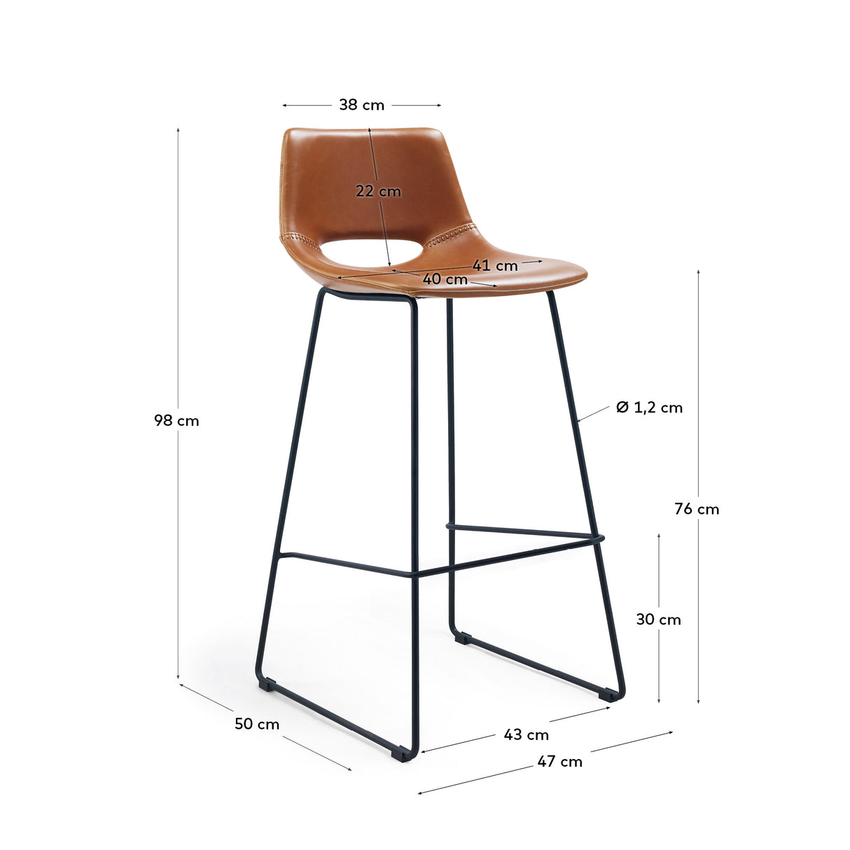 Zahara Barhocker Braun 76cm - ZEN ZONE Furniture