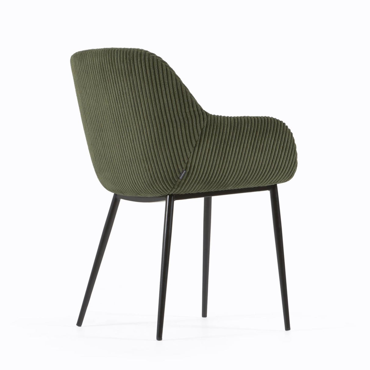 Konna Stuhl aus dunkelgrünem, breitem Cord mit schwarz lackierten Stahlbeinen - ZEN ZONE Furniture