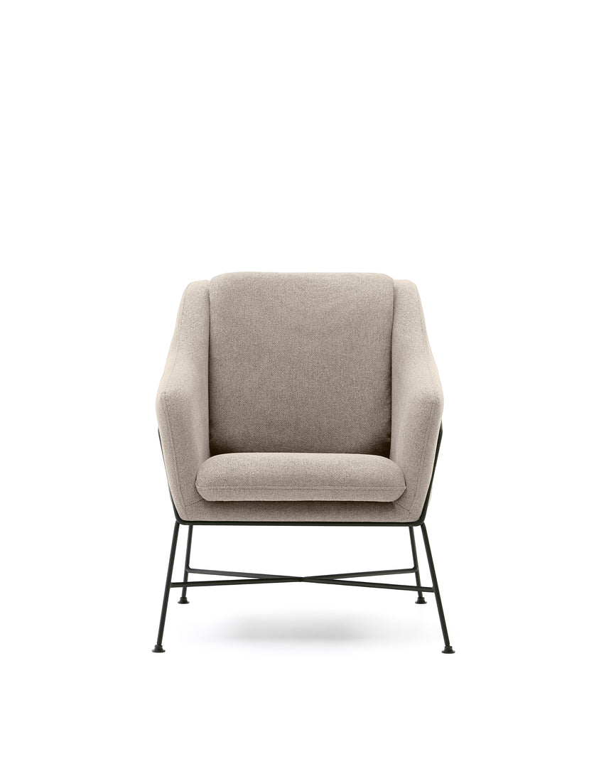 Brida Sessel in Beige und Stahlbeine mit schwarzem Finish - ZEN ZONE Furniture