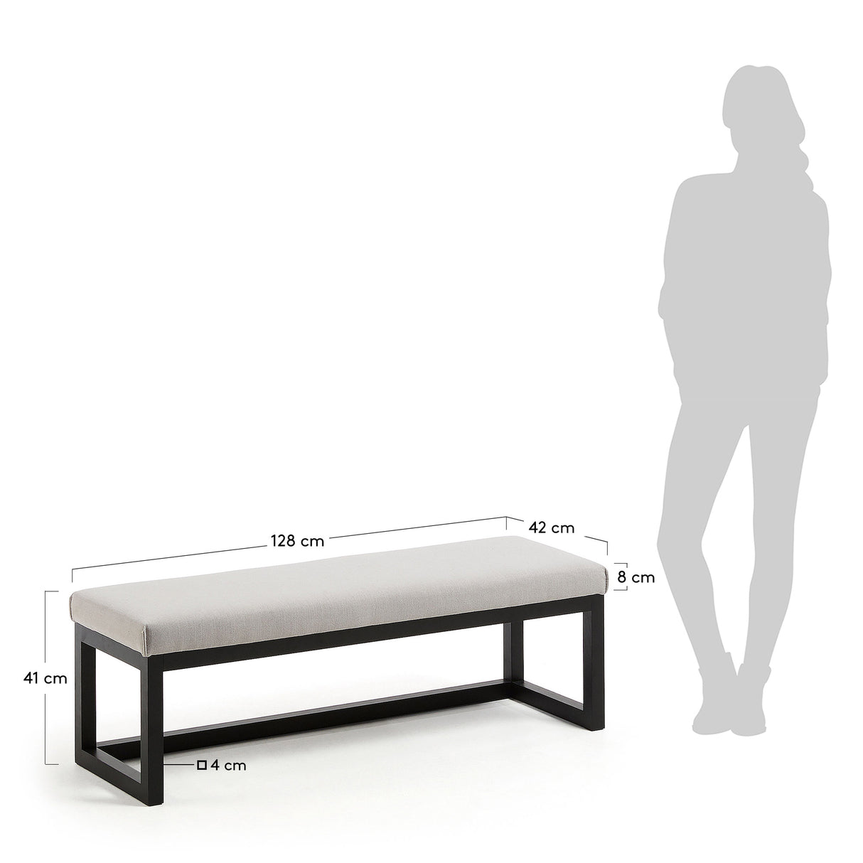Loya Polsterbank in Grau 128 cm - ZEN ZONE Furniture