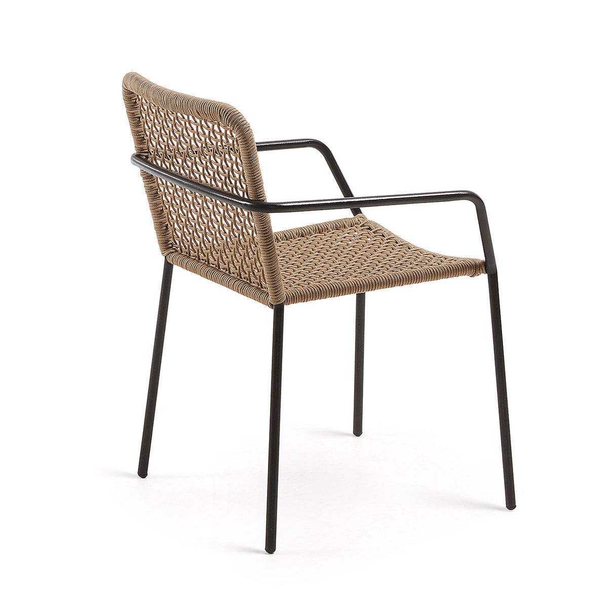 Ellen stapelbarer Stuhl aus beigem Seil und verzinktem Stahl - ZEN ZONE Furniture