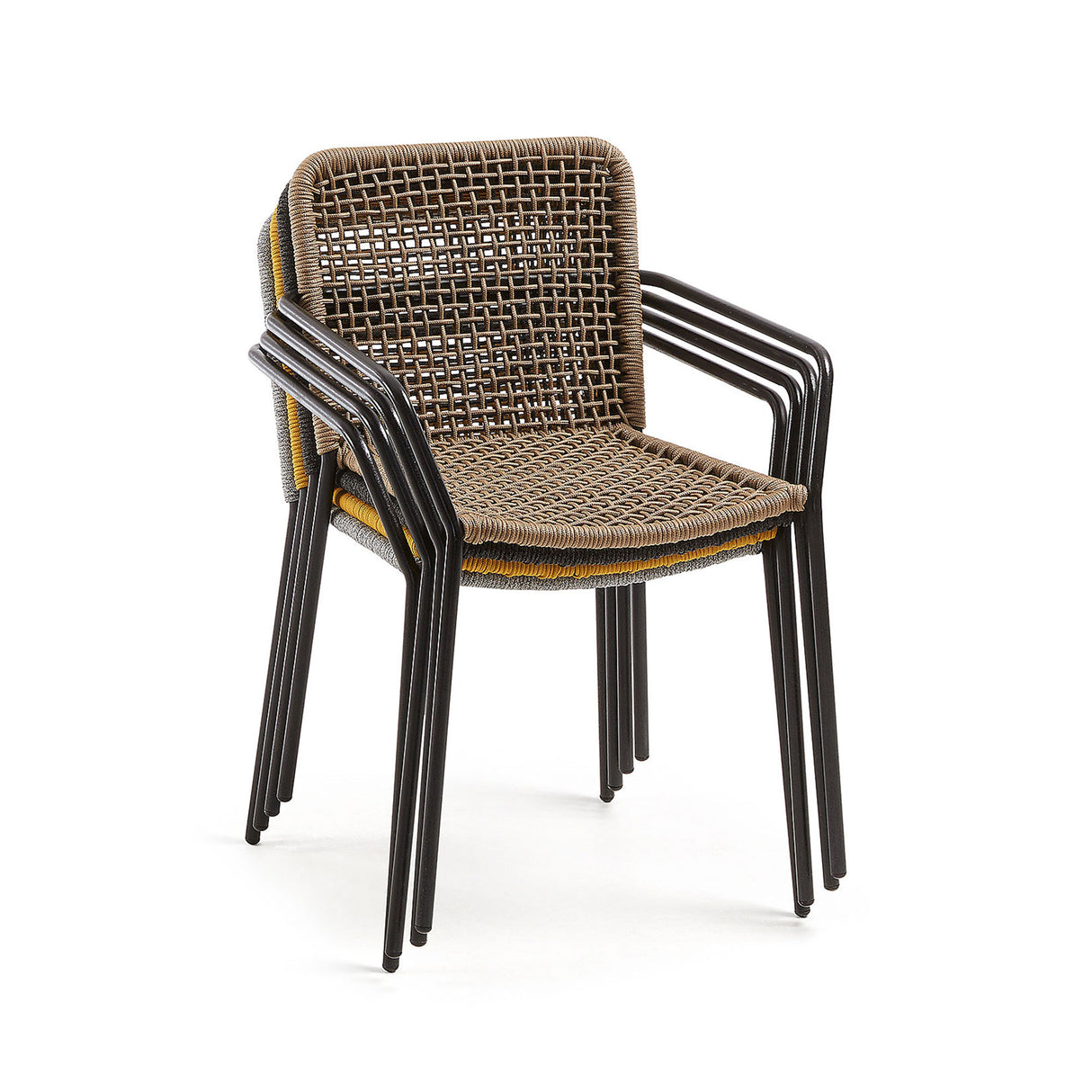 Ellen stapelbarer Stuhl aus beigem Seil und verzinktem Stahl - ZEN ZONE Furniture