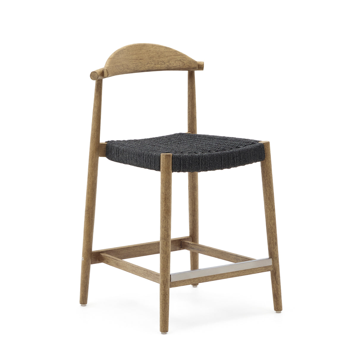 Nina Hocker massives Akazienholz naturfarbenes Finish und Seil schwarz Höhe 62 cm FSC 100% - ZEN ZONE Furniture