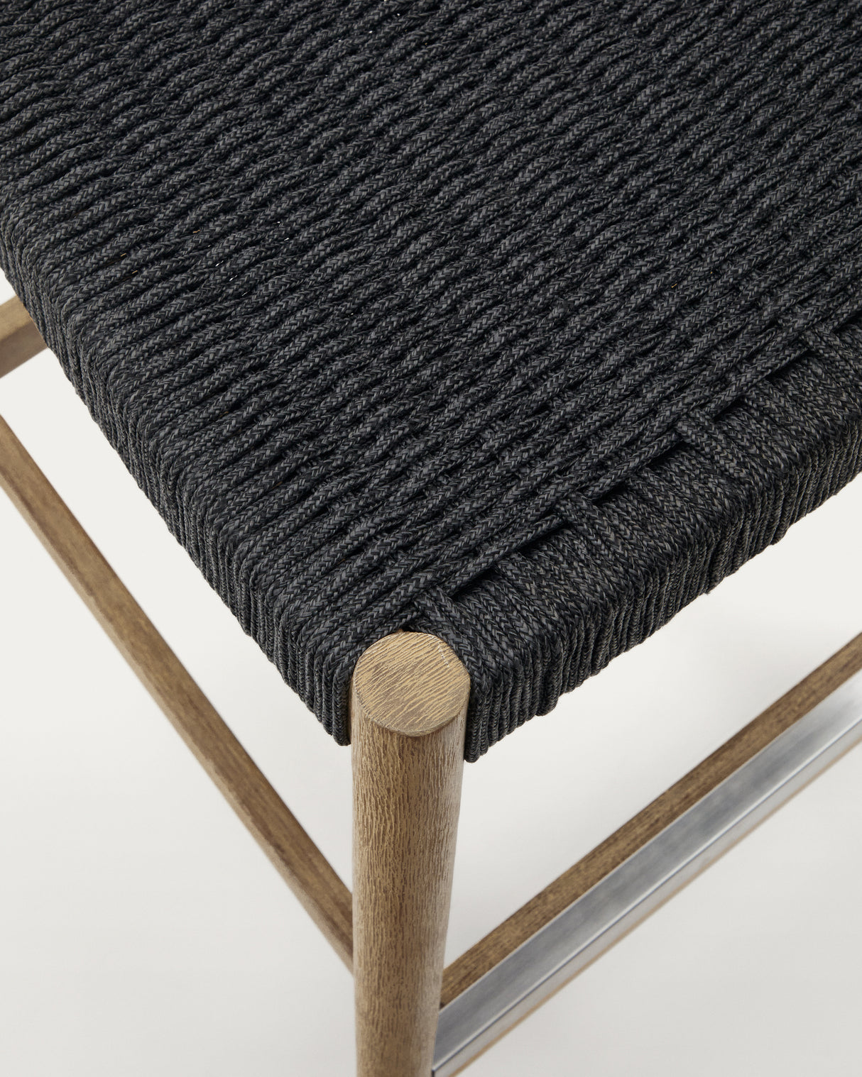 Nina Hocker massives Akazienholz naturfarbenes Finish und Seil schwarz Höhe 62 cm FSC 100% - ZEN ZONE Furniture