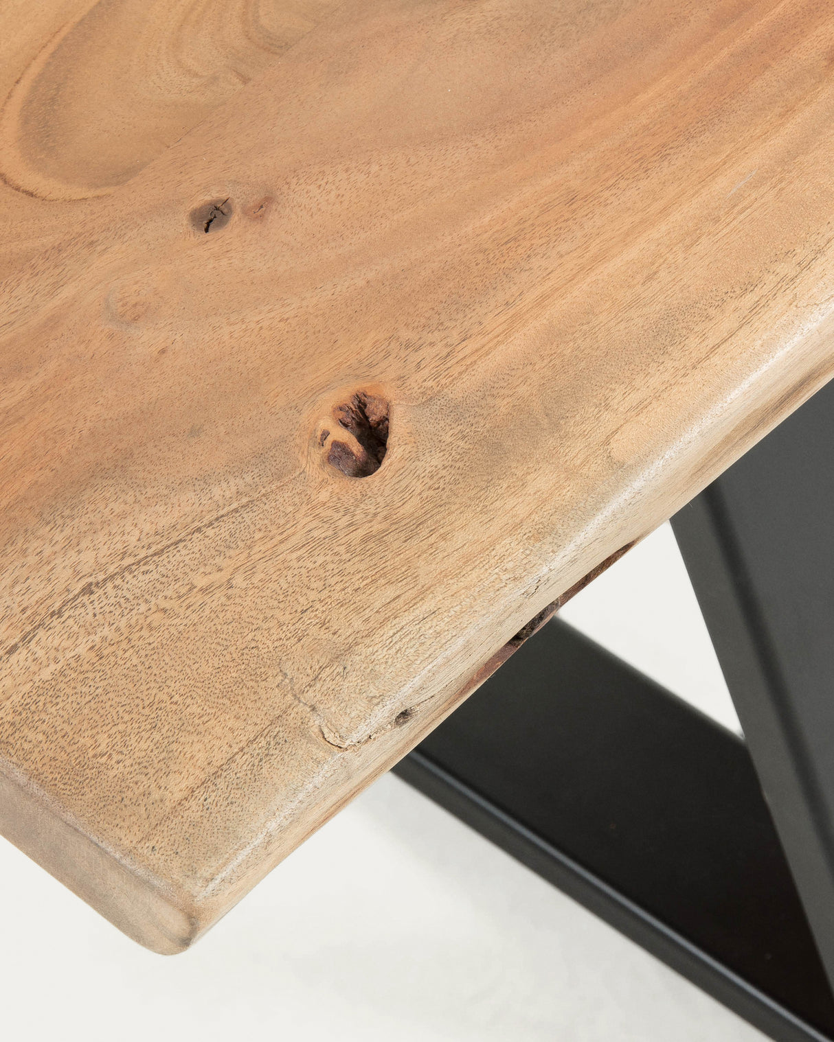 Alaia Bank aus massivem Akazienholz und schwarzen Stahlbeinen 140 cm - ZEN ZONE Furniture