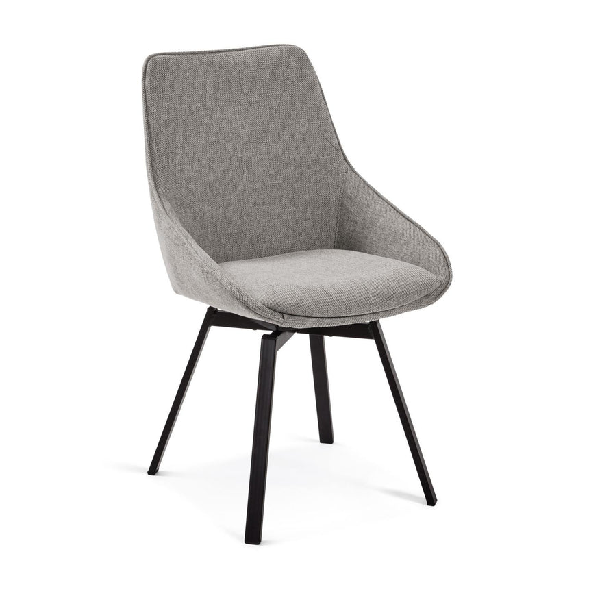 Jenna Drehstuhl hellgrau und Stahlbeine mit schwarzem Finish FSC 100% - ZEN ZONE Furniture