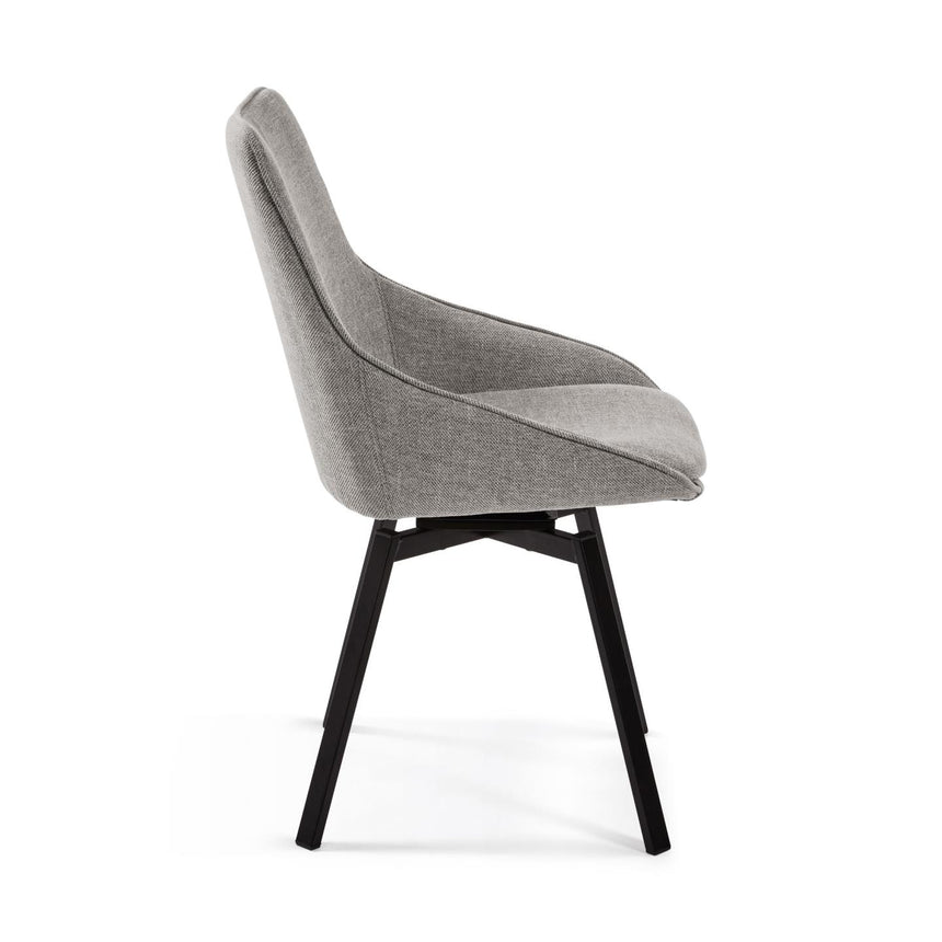 Jenna Drehstuhl hellgrau und Stahlbeine mit schwarzem Finish FSC 100% - ZEN ZONE Furniture