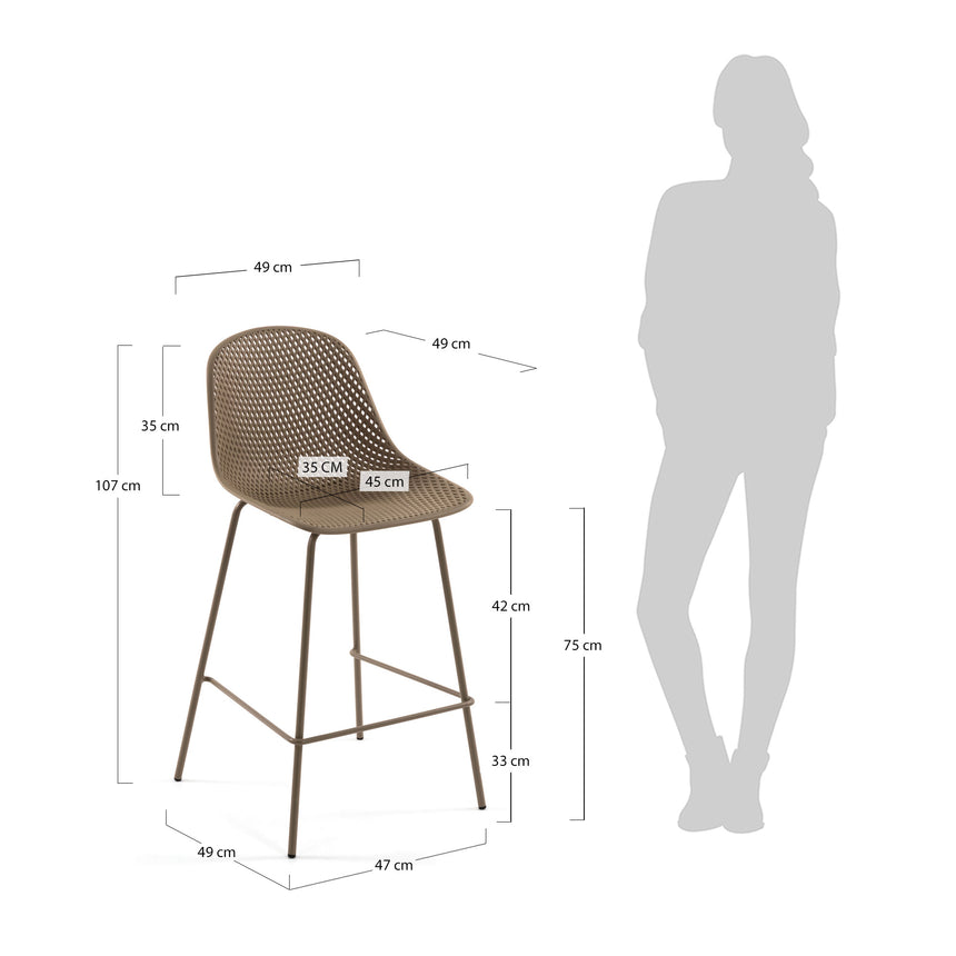 Quinby Barhocker beige Höhe 75 cm - ZEN ZONE Furniture
