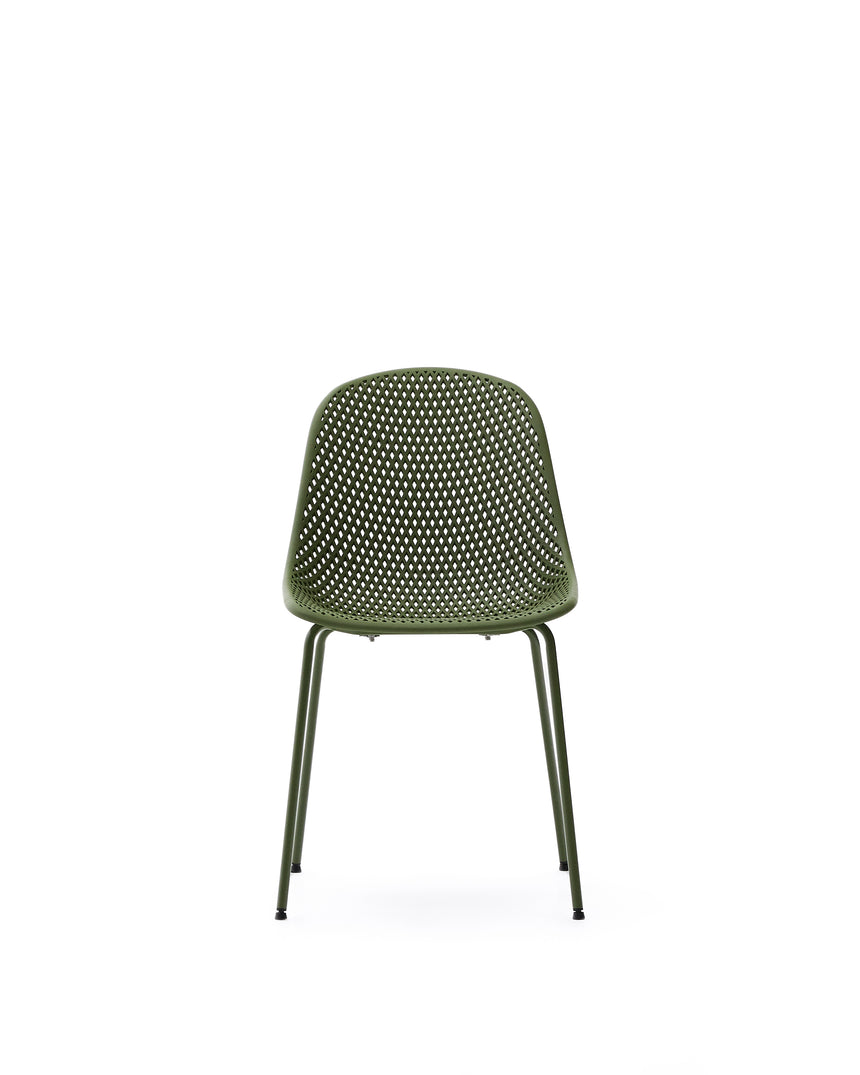 Outdoor-Stuhl Quinby mit grünen Stahlbeinen - ZEN ZONE Furniture
