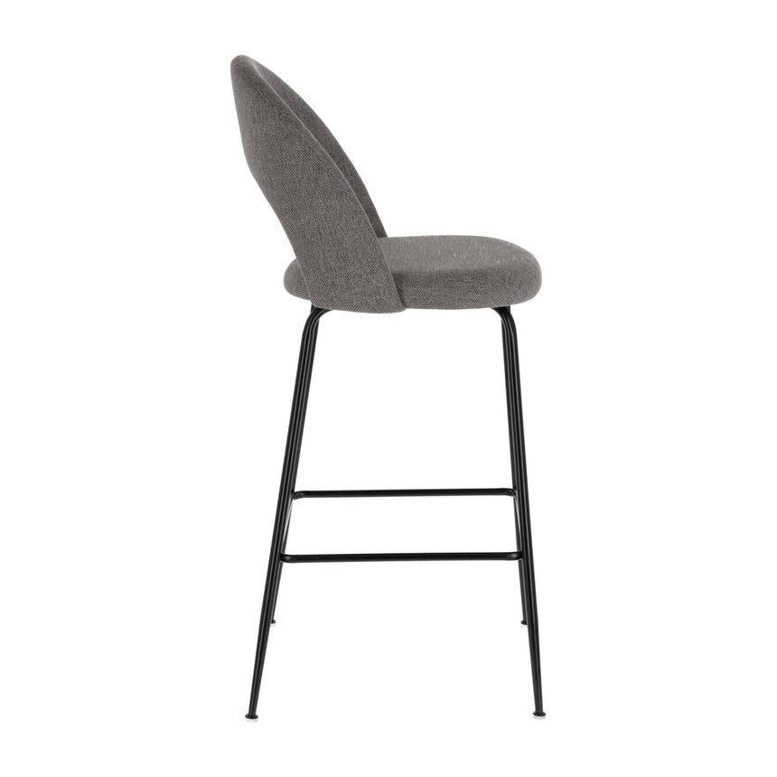 Mahalia Barhocker dunkelgrau und Stahl mit schwarzem Finish Höhe 63 cm - ZEN ZONE Furniture