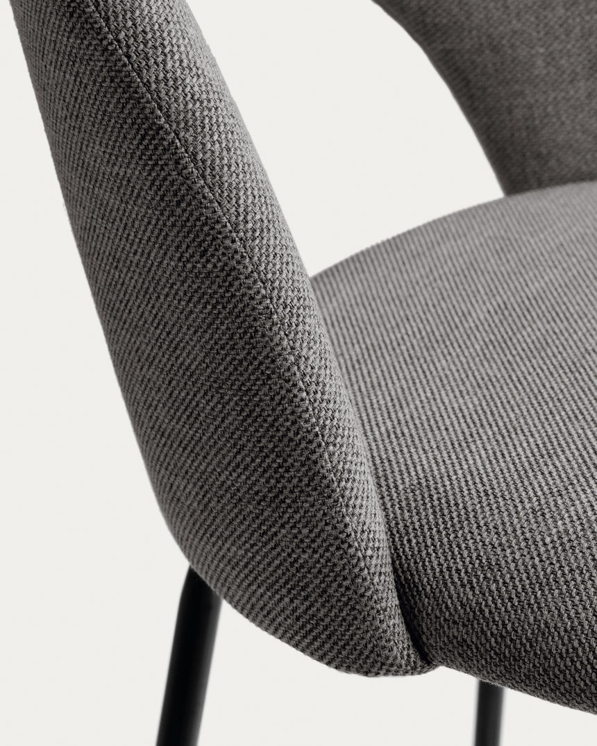 Mahalia Barhocker dunkelgrau und Stahl mit schwarzem Finish Höhe 63 cm - ZEN ZONE Furniture
