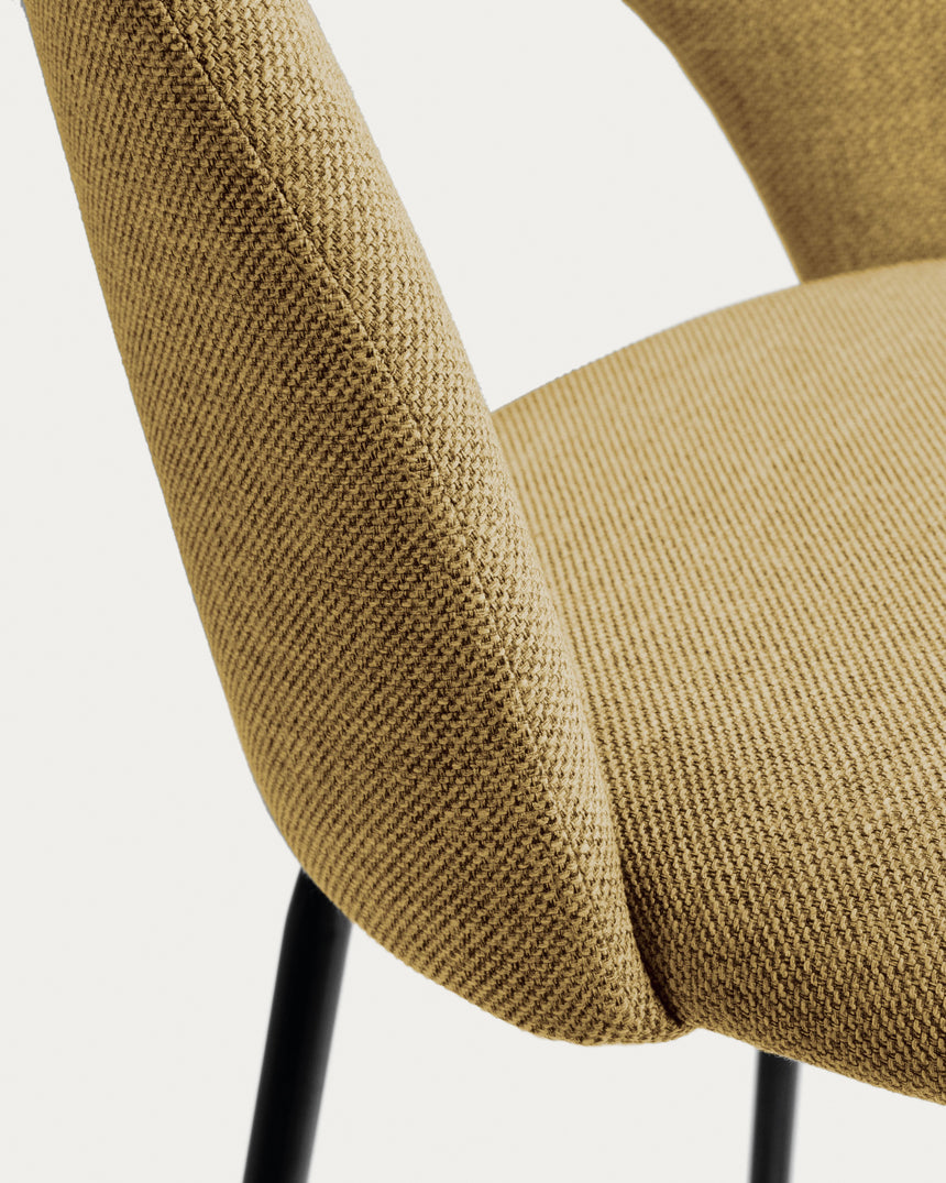 Mahalia Barhocker senfgelb und Stahl mit schwarzem Finish Höhe 63 cm - ZEN ZONE Furniture