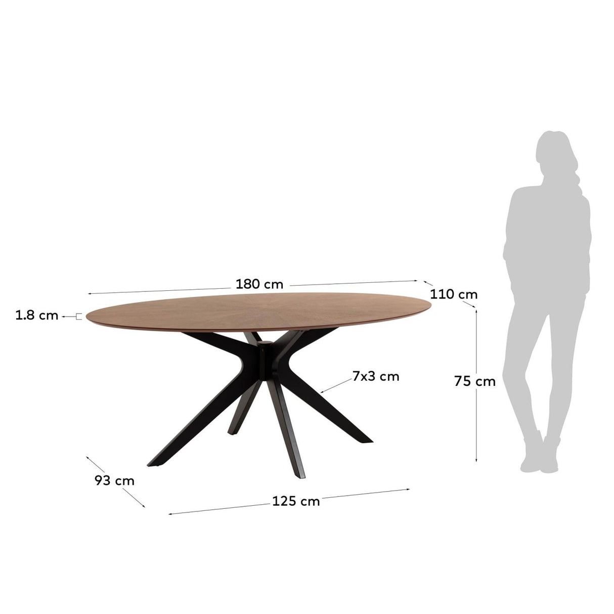 Naanim Tisch Walnuss Ø 180 x 110 cm - ZEN ZONE Furniture