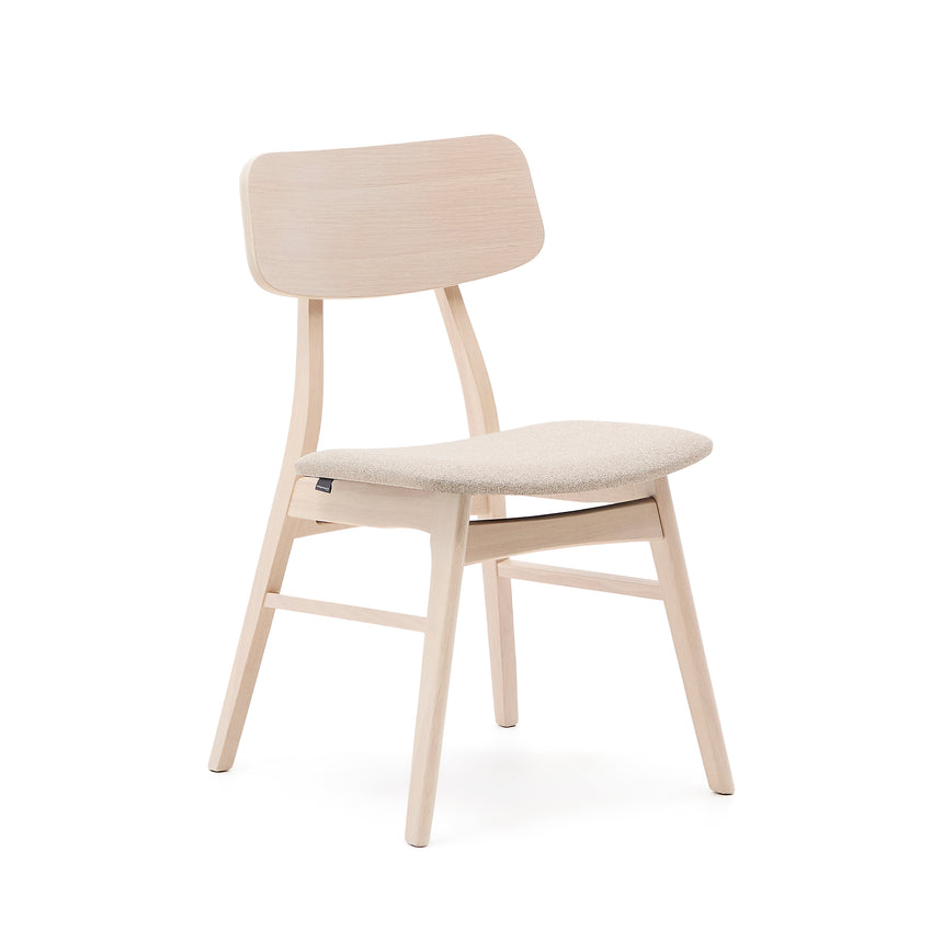 Selia Stuhl aus Eichenfurnier und massivem Kautschukholz gepolstert hellgrau - ZEN ZONE Furniture