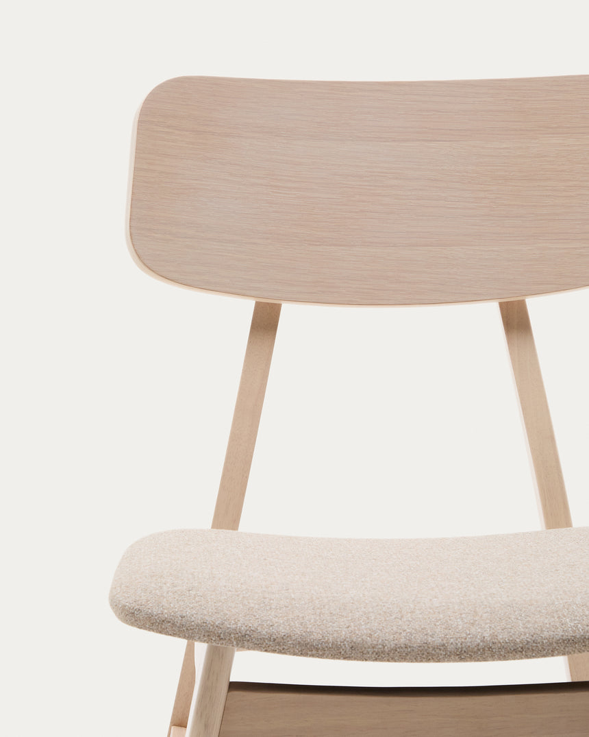 Selia Stuhl aus Eichenfurnier und massivem Kautschukholz gepolstert hellgrau - ZEN ZONE Furniture