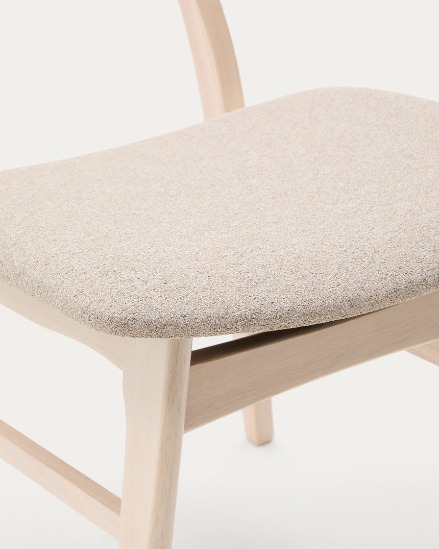 Selia Stuhl aus Eichenfurnier und massivem Kautschukholz gepolstert hellgrau - ZEN ZONE Furniture