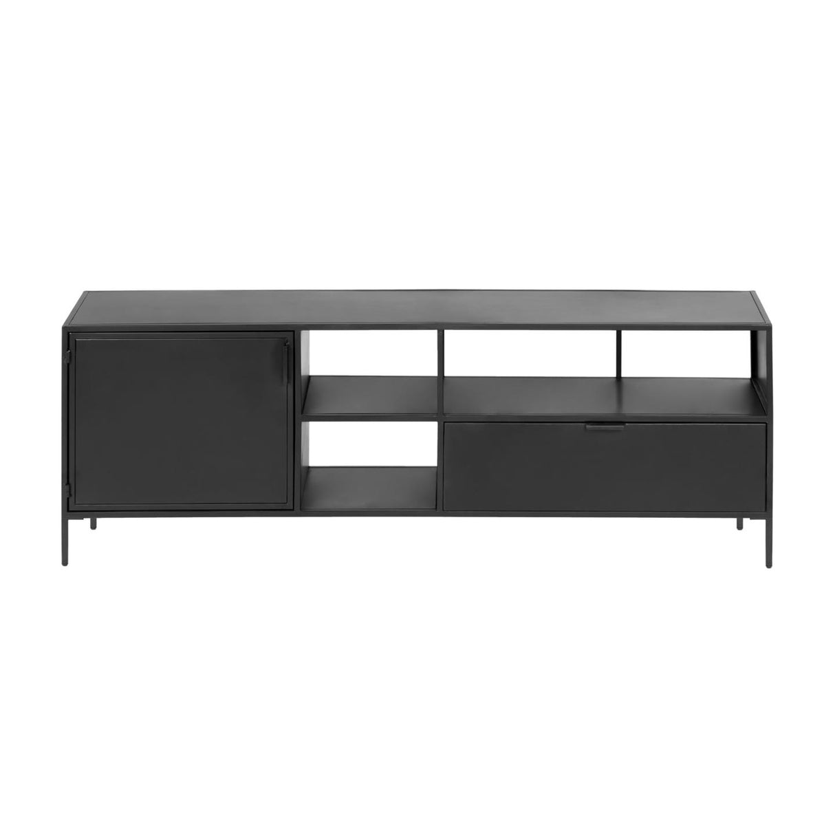Shantay TV-Schrank 1 Türe und 1 Schublade aus Metall mit schwarzem Finish 150 x 50 cm - ZEN ZONE Furniture