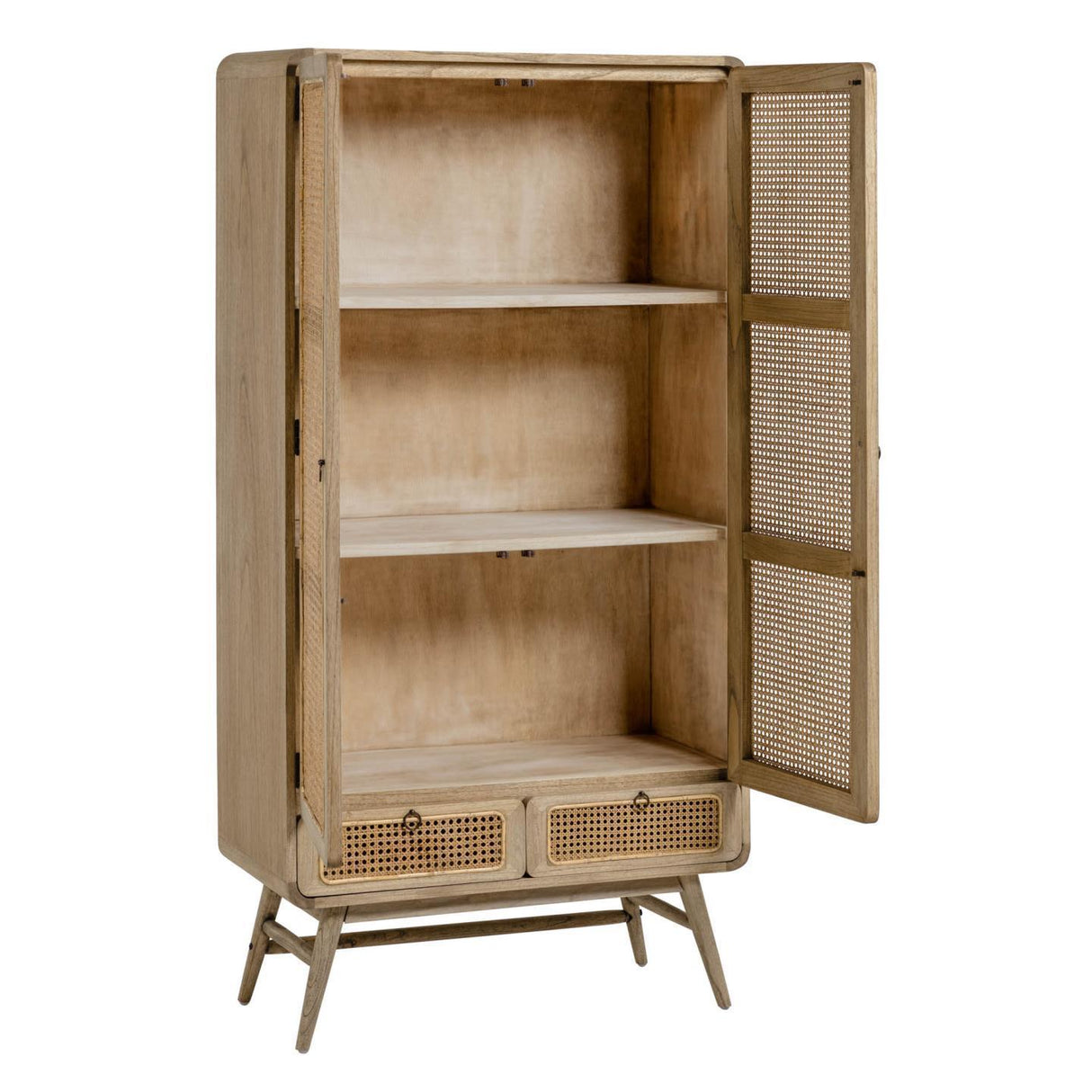 Nalu Schrank aus massivem Mindiholz und Rattan 90 x 175 cm - ZEN ZONE Furniture