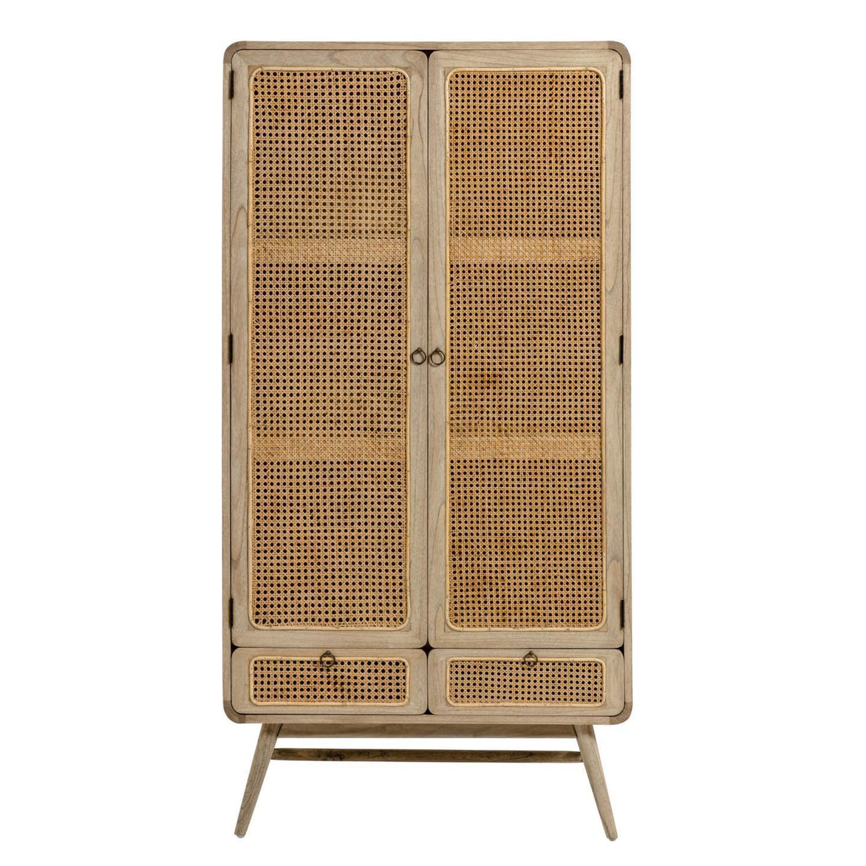Nalu Schrank aus massivem Mindiholz und Rattan 90 x 175 cm - ZEN ZONE Furniture
