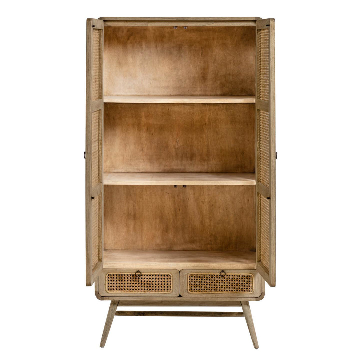 Nalu Schrank aus massivem Mindiholz und Rattan 90 x 175 cm - ZEN ZONE Furniture