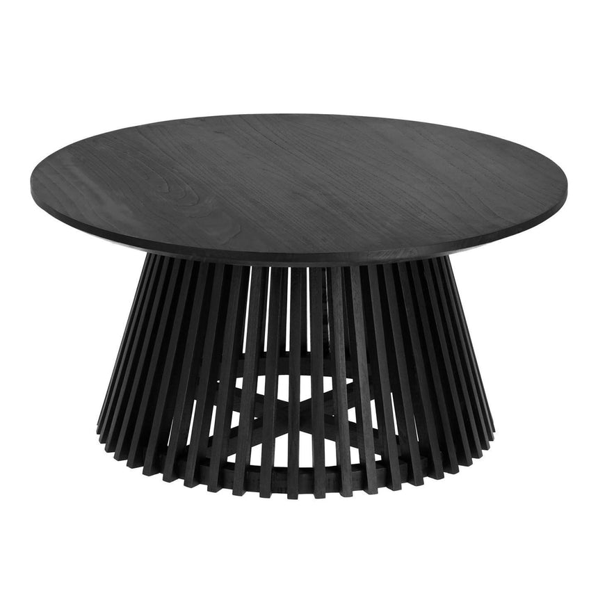 Jeanette Couchtisch aus massivem Mindiholz schwarz Ø 80 cm - ZEN ZONE Furniture