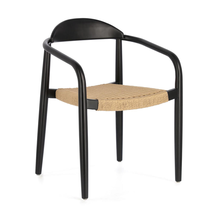 Nina stapelbarer Stuhl aus massivem Akazienholz und Papierseil beige - ZEN ZONE Furniture
