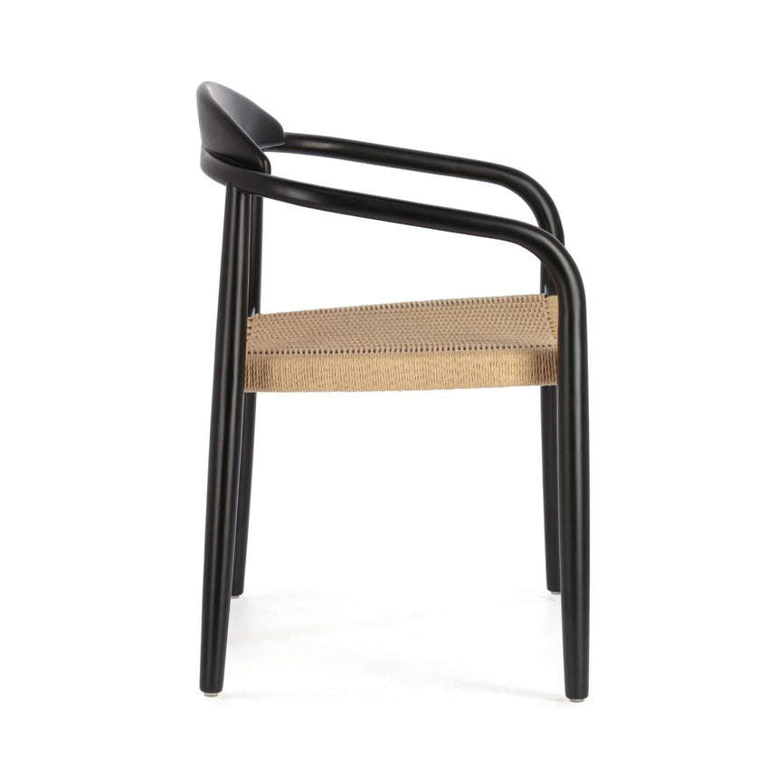 Nina stapelbarer Stuhl aus massivem Akazienholz und Papierseil beige - ZEN ZONE Furniture