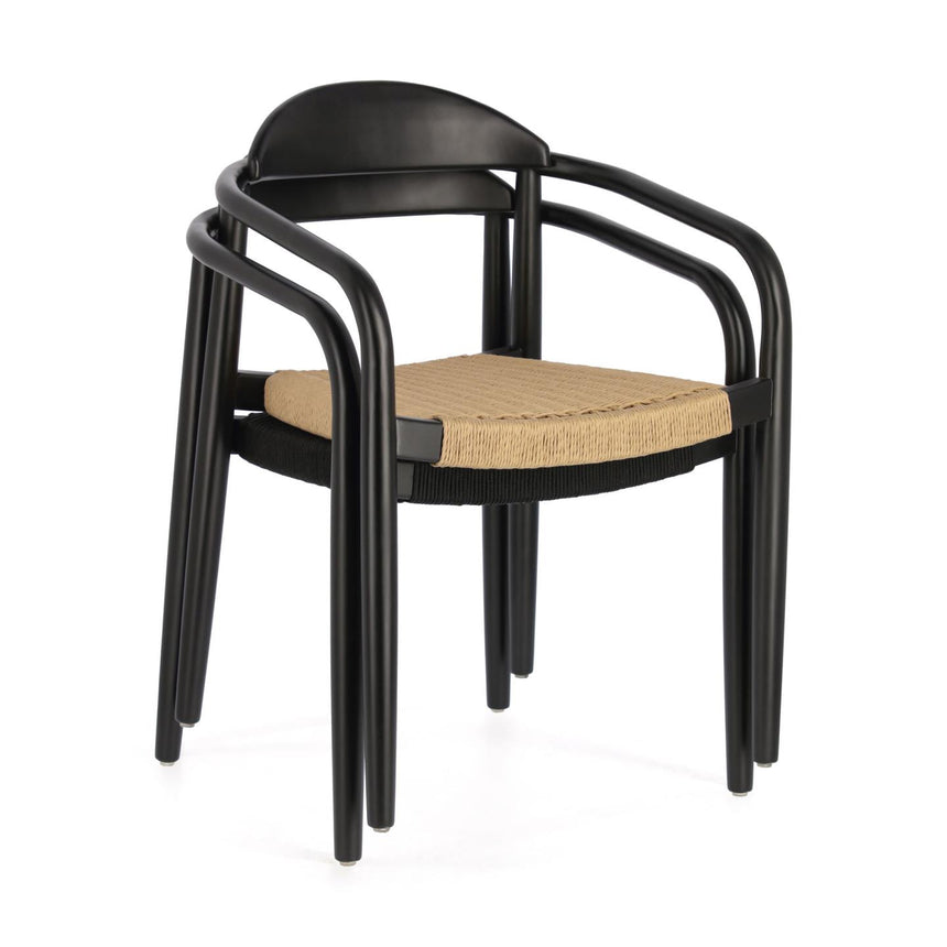 Nina stapelbarer Stuhl aus massivem Akazienholz und Papierseil beige - ZEN ZONE Furniture