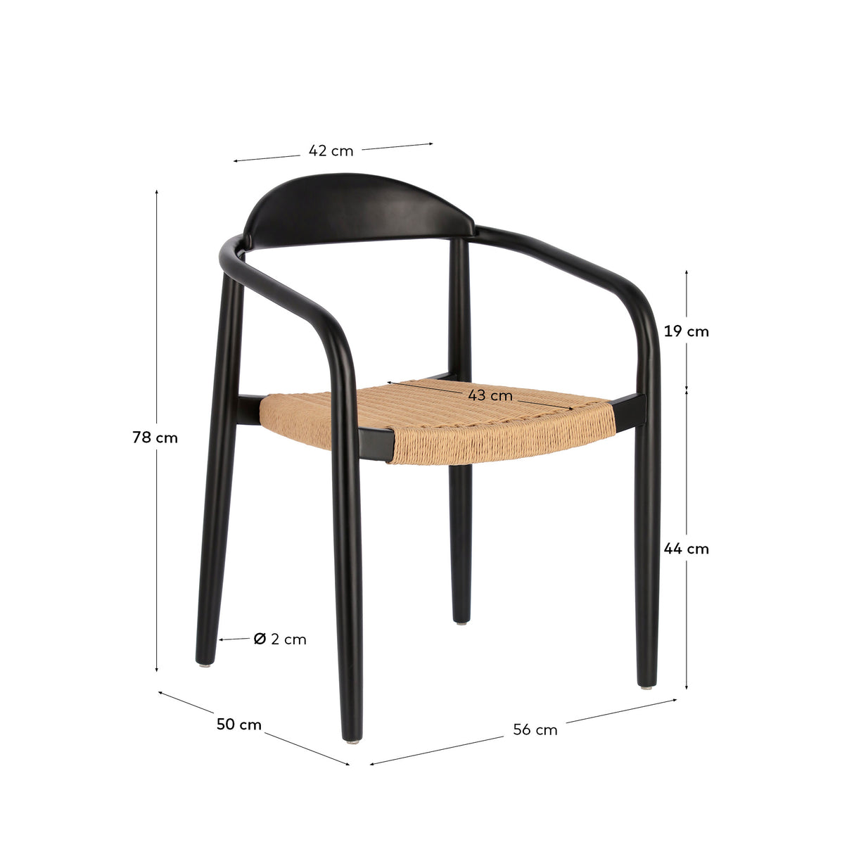 Nina stapelbarer Stuhl aus massivem Akazienholz und Papierseil beige - ZEN ZONE Furniture