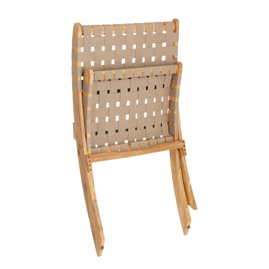 Chabeli Klappstuhl aus Akazienholz und mit beigem Seil FSC 100% - ZEN ZONE Furniture