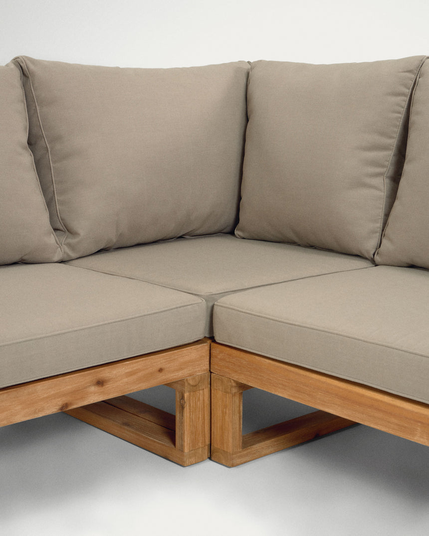 Flaviina Set 5-Sitzer Ecksofa und Tisch aus massivem Akazienholz FSC 100% - ZEN ZONE Furniture