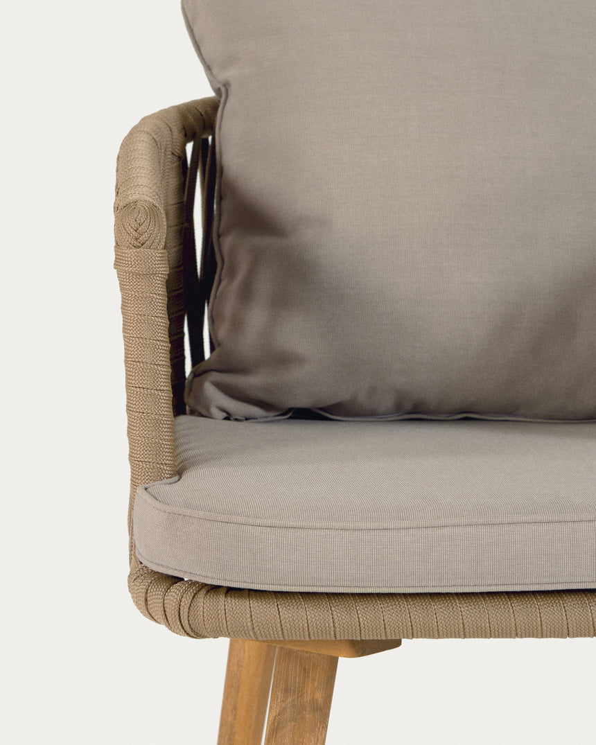 Hemilce Stuhl aus beigem Seil und Beinen aus massivem Akazienholz FSC 100% - ZEN ZONE Furniture