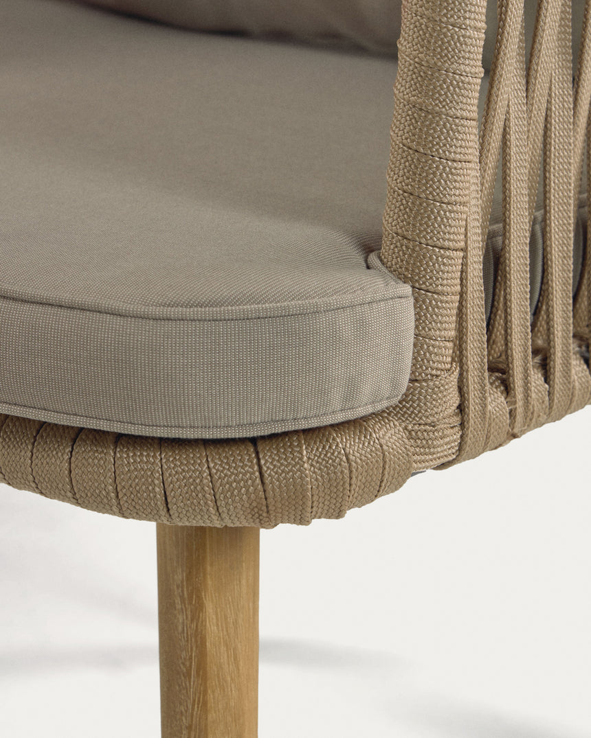 Hemilce Stuhl aus beigem Seil und Beinen aus massivem Akazienholz FSC 100% - ZEN ZONE Furniture