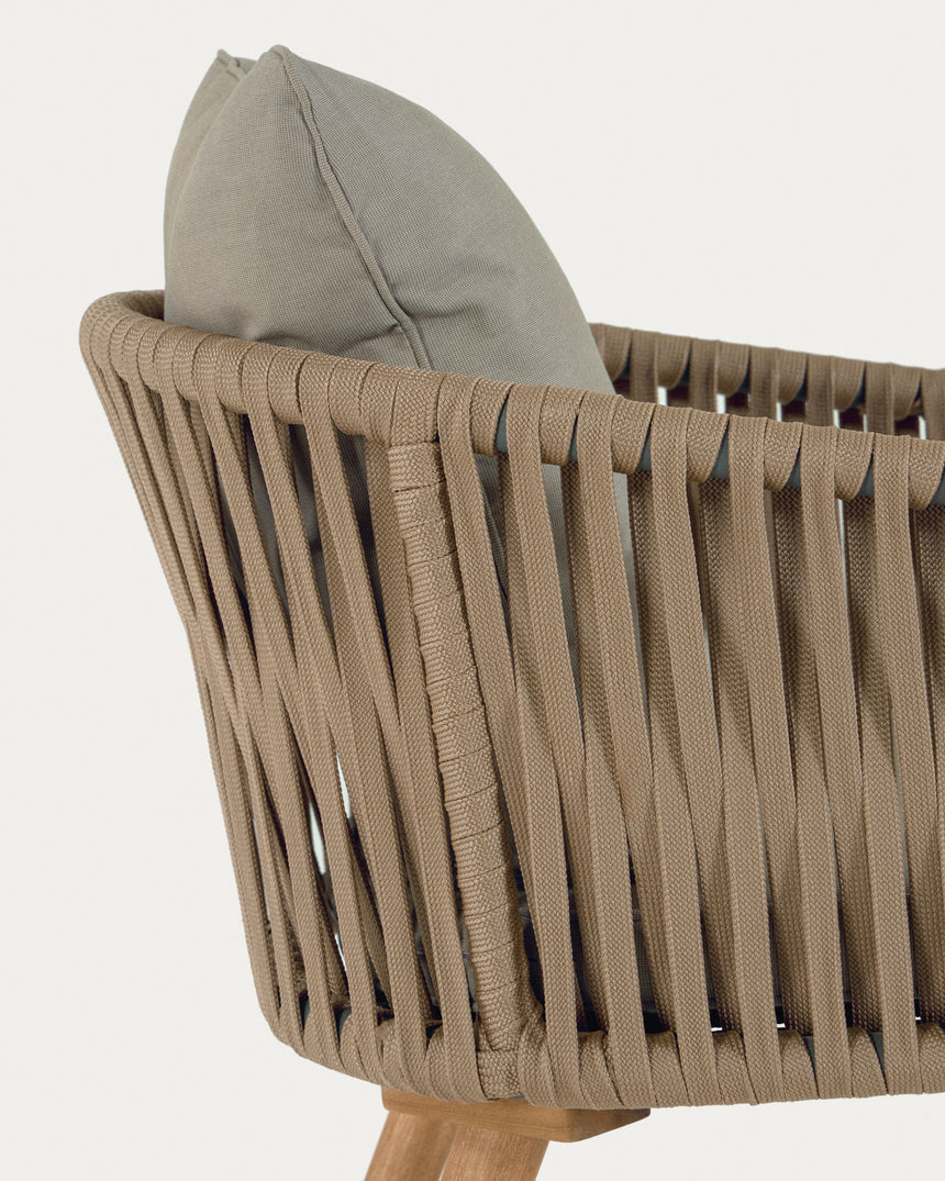 Hemilce Stuhl aus beigem Seil und Beinen aus massivem Akazienholz FSC 100% - ZEN ZONE Furniture