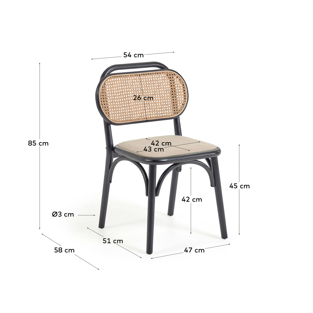 Doriane Stuhl Schwarz - ZEN ZONE Furniture