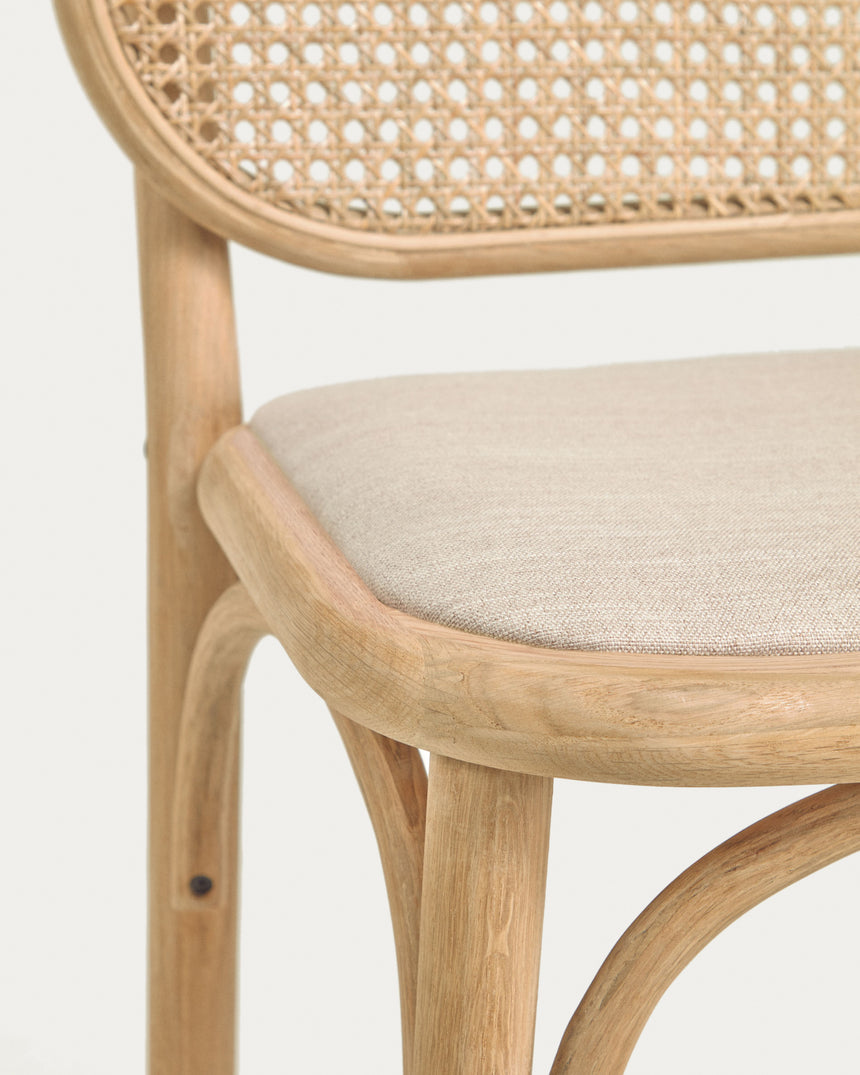 Doriane Hocker massive Eiche naturbelassen mit gepolstertem Sitz 65 cm hoch FSC Mix Credit - ZEN ZONE Furniture