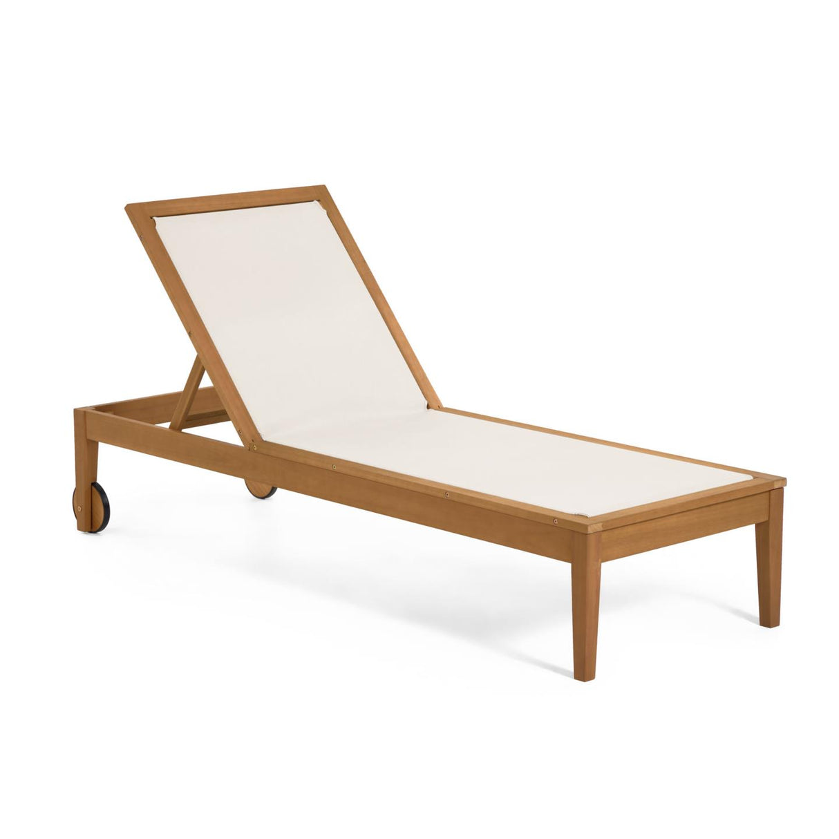Caterin verstellbare Sonnenliege aus massivem Eukalyptusholz FSC 100% in beige - ZEN ZONE Furniture