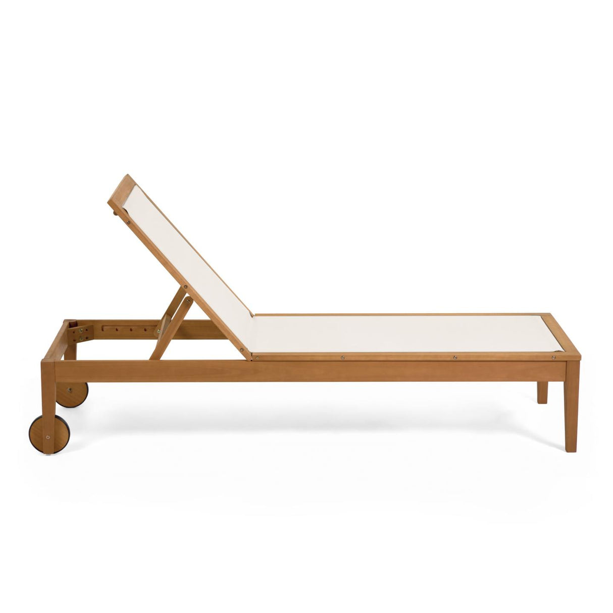 Caterin verstellbare Sonnenliege aus massivem Eukalyptusholz FSC 100% in beige - ZEN ZONE Furniture