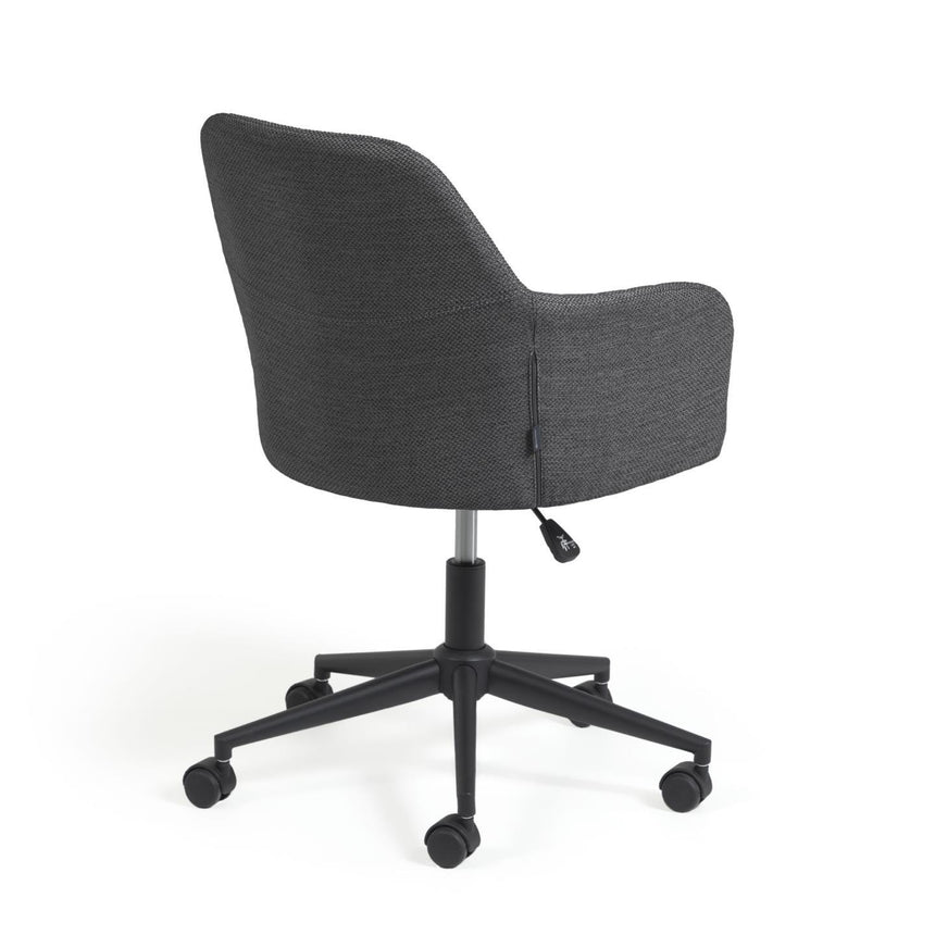 Madina Schreibtischstuhl dunkelgrau mit Beinen aus Stahl in Mattschwarz - ZEN ZONE Furniture