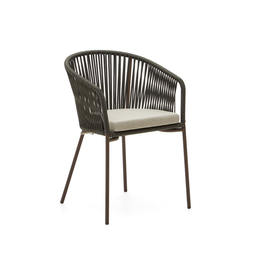 Yanet Stuhl aus Seil in Grün mit Beinen aus verzinktem Stahl - ZEN ZONE Furniture