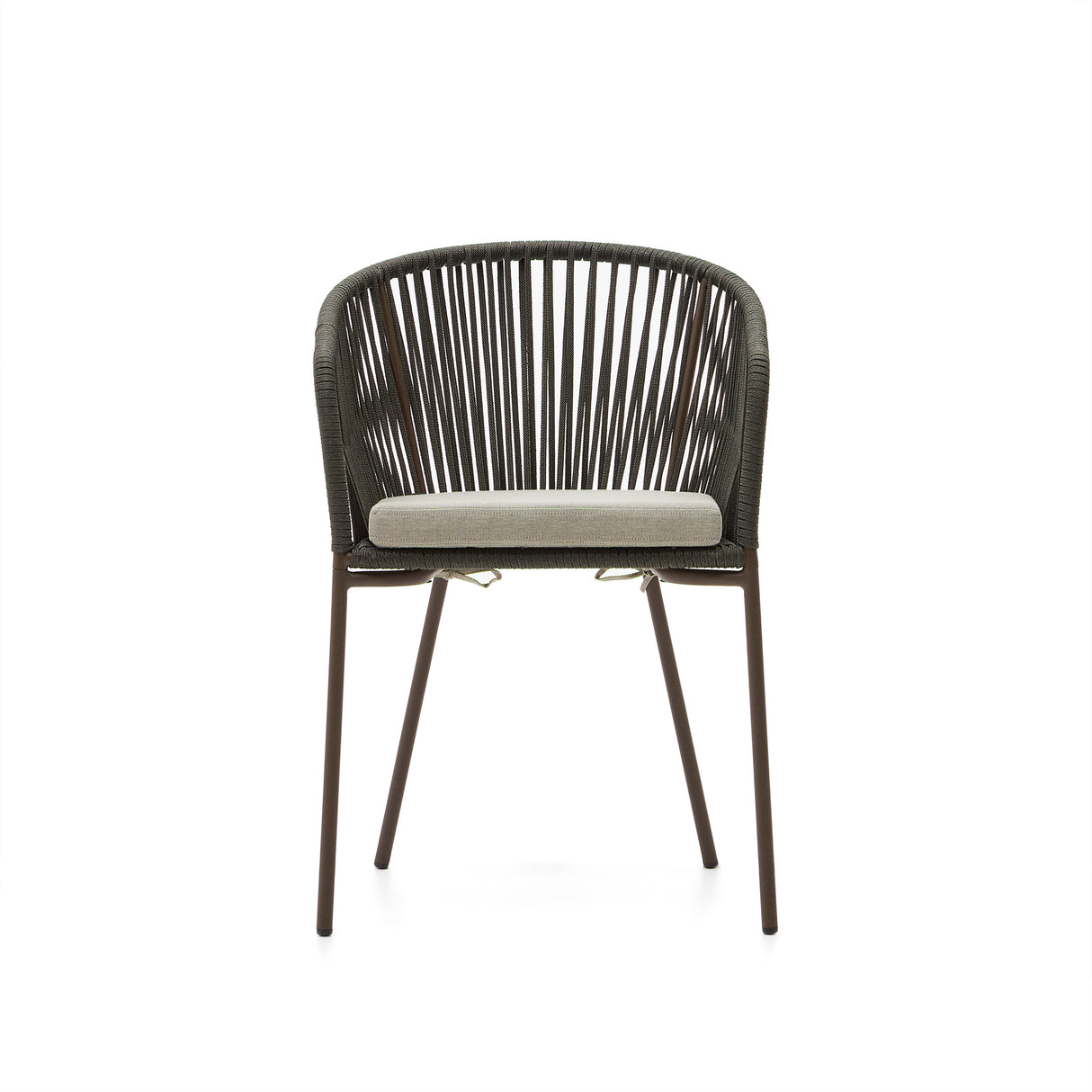 Yanet Stuhl aus Seil in Grün mit Beinen aus verzinktem Stahl - ZEN ZONE Furniture