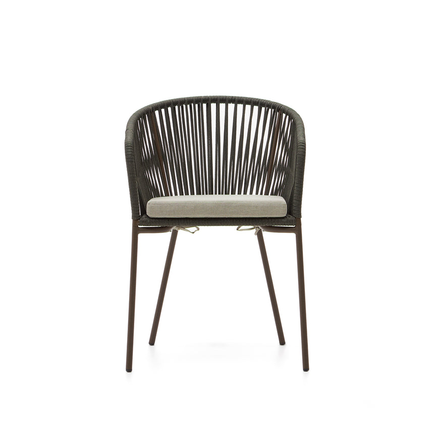 Yanet Stuhl aus Seil in Grün mit Beinen aus verzinktem Stahl - ZEN ZONE Furniture
