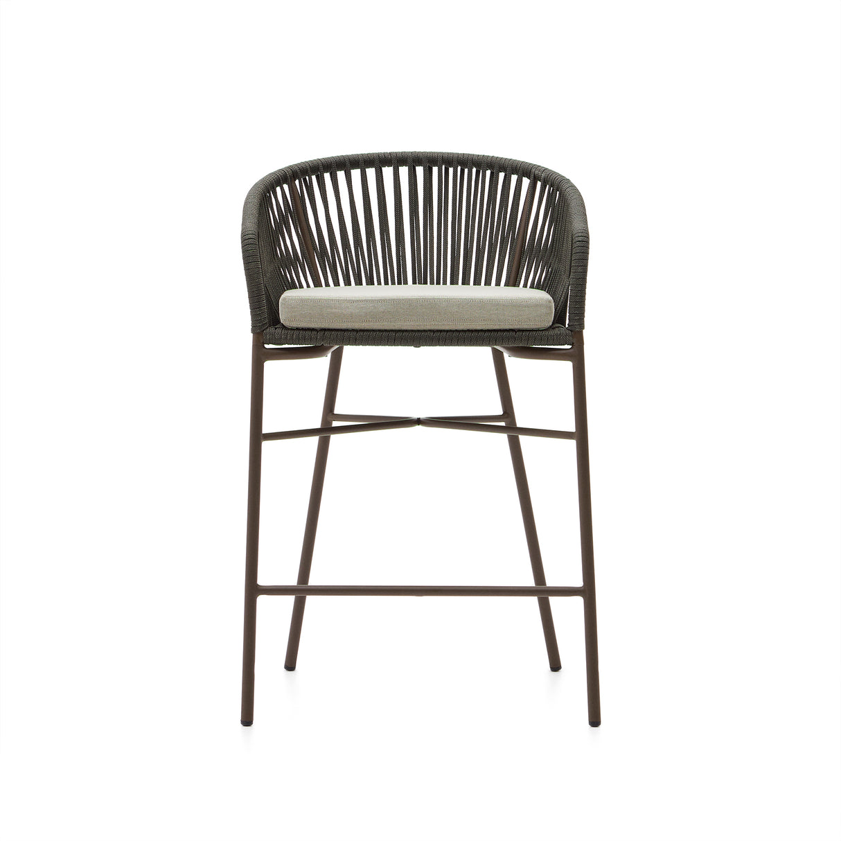 Yanet Hocker aus Seil in grün und verzinktem Stahl Höhe 58 cm - ZEN ZONE Furniture