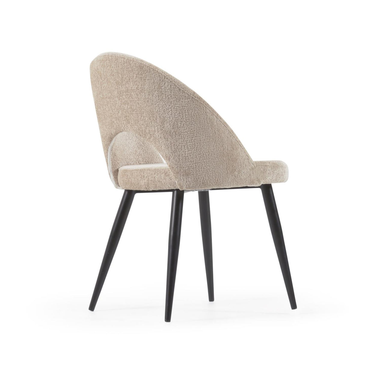 Stuhl Mael aus beigem Chenille und Stahlbeinen mit schwarzem Finish - ZEN ZONE Furniture