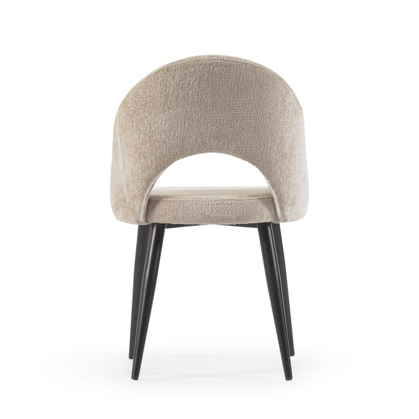 Stuhl Mael aus beigem Chenille und Stahlbeinen mit schwarzem Finish - ZEN ZONE Furniture