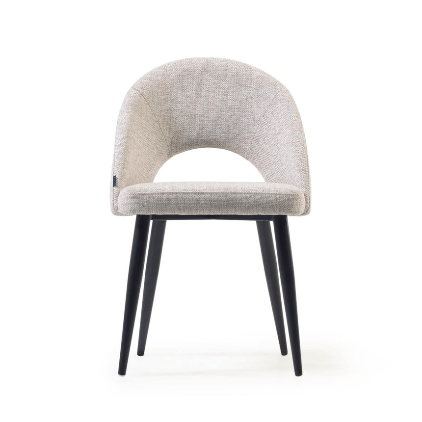 Stuhl Mael beiger mit Stahlbeinen mit schwarzem Finish - ZEN ZONE Furniture